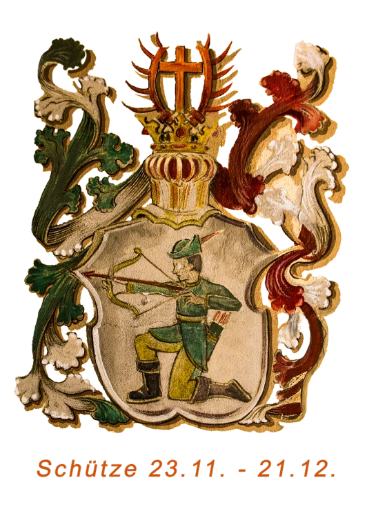 a picture of a coat of arms on a black background, a detailed painting, by Karel Štěch, flickr, green arms, archer, of a old 18th century, 188216907