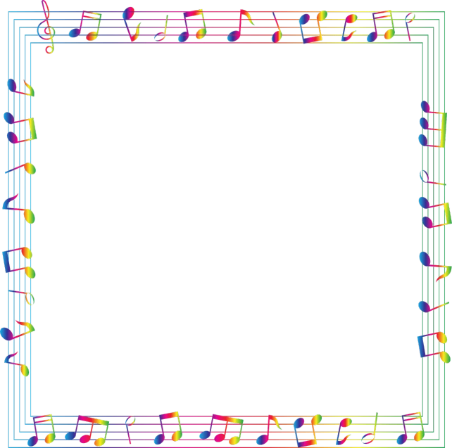 a colorful frame with musical notes on it, an illustration of, flickr, computer art, on a flat color black background, vivid neon color, higher detailed illustration, sheet music