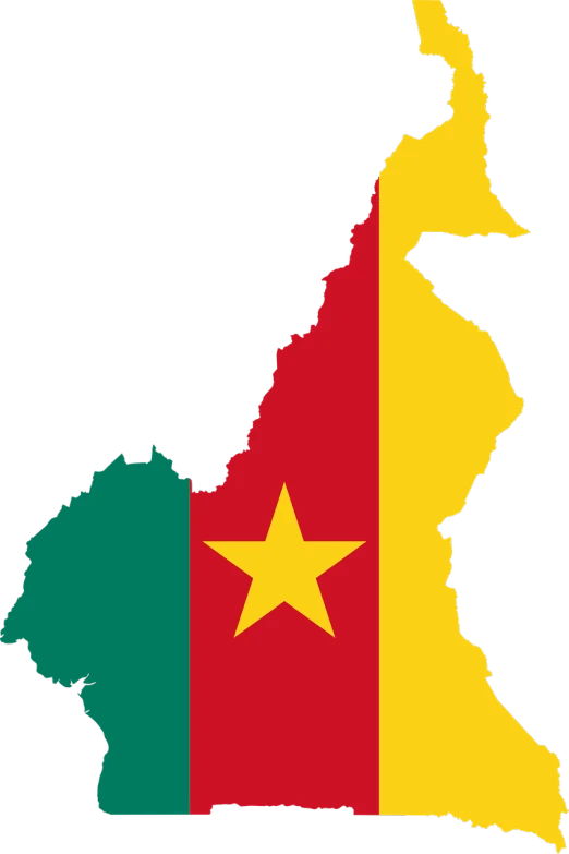 a map of cameroon with the flag of the country, shutterstock, art deco, wikimedia commons, very sad, discovered photo