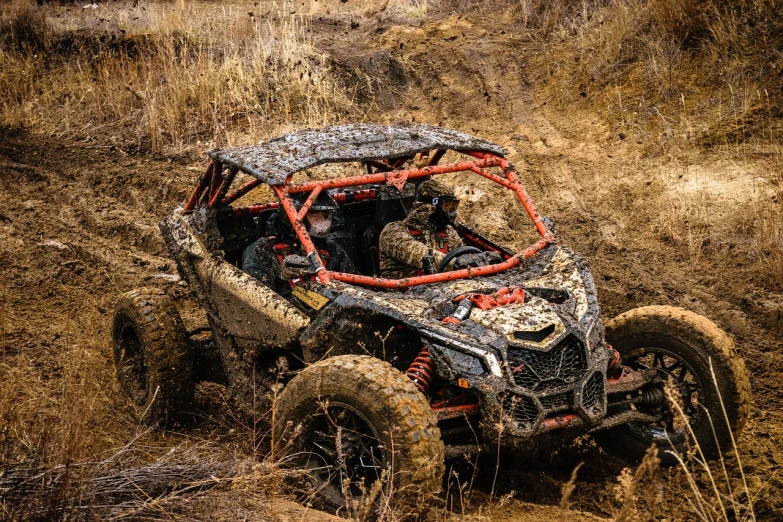 a buggy that is sitting in the dirt, a portrait, camo made of out teeth, motorsports photography, dense thickets on each side, octane fender