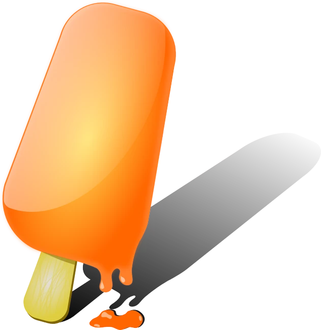 an orange popsicle sitting on top of a wooden stick, an illustration of, conceptual art, shadow, shiny, colorful illustration, icey