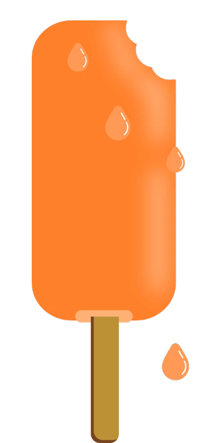 an orange popsicle sitting on top of a wooden stick, concept art, by Aleksander Kotsis, ( ( dithered ) ), cell phone, water-cooled, icbm