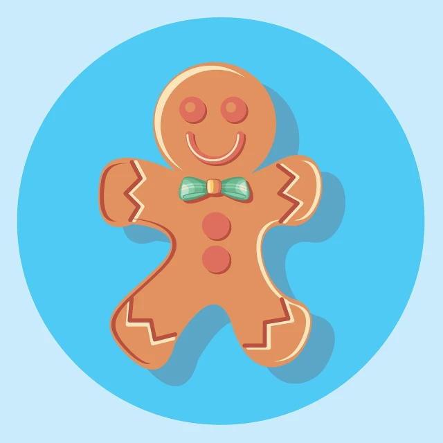 a ginger man in a bow tie on a blue background, an illustration of, cookies, flat icon, round, smooth illustration