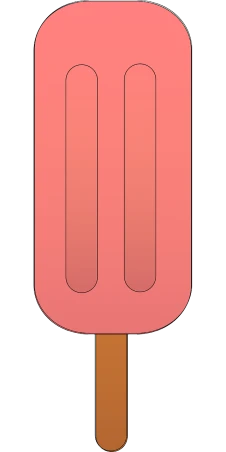 a pink ice lolly sitting on top of a wooden stick, concept art, inspired by Doug Ohlson, pixabay, sōsaku hanga, symmetry!! full shot!!, colored lineart, top - view, half red