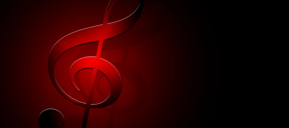 a red musical note on a black background, digital art, on a red background, no background and shadows, dollar sign, blank background