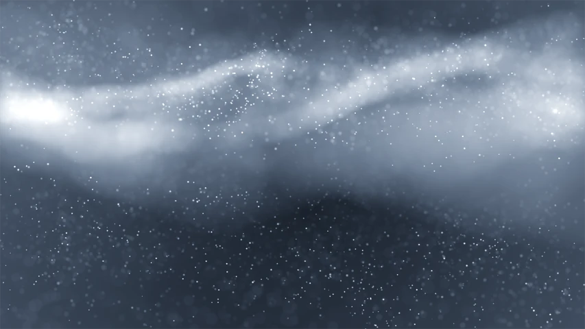 a person riding a snowboard down a snow covered slope, digital art, shutterstock, digital art, floating dust particles, dark abstract background, blurred and dreamy illustration, fog and starry skies