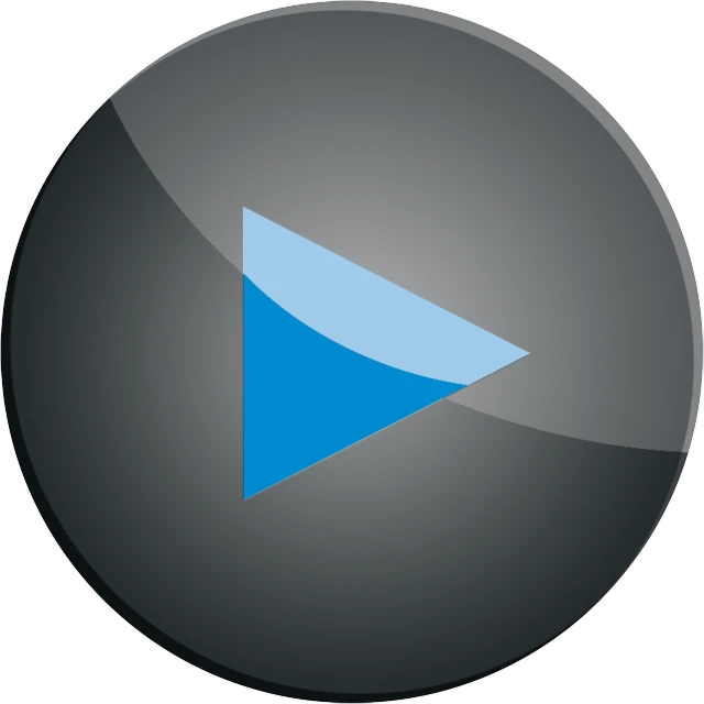 a black button with a blue play button on it, by John Button, pixabay, video art, created in adobe illustrator, bluray image, plays music, 3 d icon for mobile game