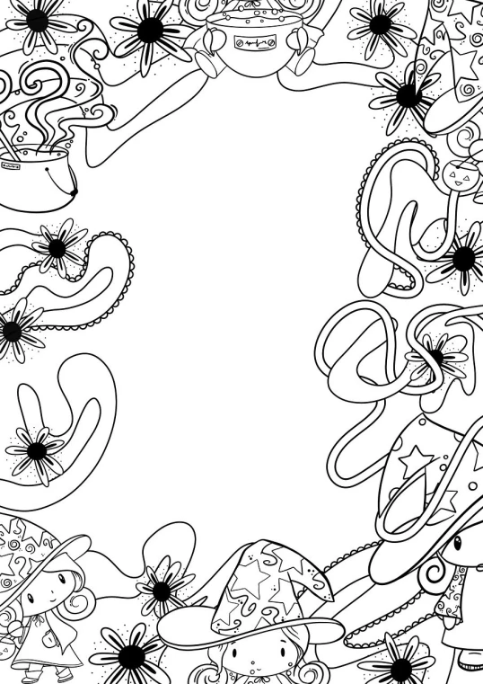 a picture of a picture of a picture of a picture of a picture of a picture of a picture of a picture of a picture of a, lineart, toyism, many tentacles, coffee and stars background, black and white vector, jester shoes