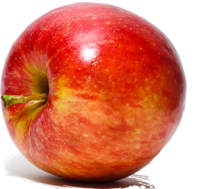 a close up of a red apple on a white surface, a digital rendering, by Edward Corbett, the photo shows a large, on black background, full color still, round-cropped