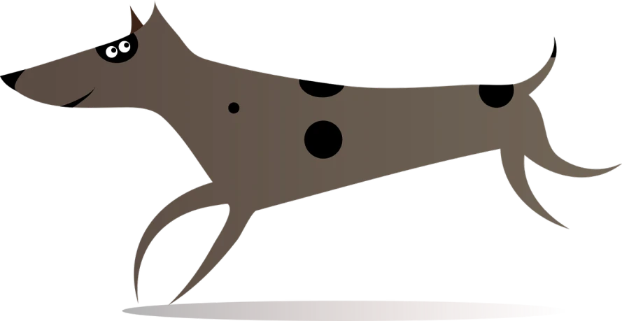 a brown dog with black spots running, concept art, inspired by Jean Arp, hurufiyya, inkscape, [ metal ], loosely cropped, subreddit / r / whale