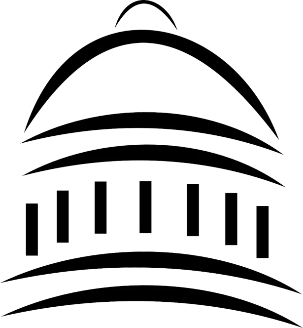 a black and white image of the u s capitol building, a digital rendering, rounded lines, black stencil, simplified, not cropped