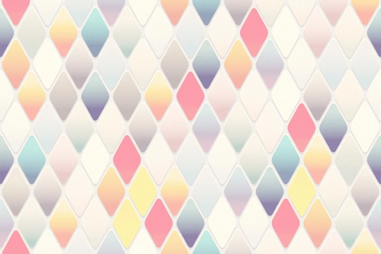 a pattern of multicolored diamonds on a white background, a mosaic, inspired by Steve Argyle, trending on shutterstock, color field, muted and pastel shades, anime screenshot pattern, cream white background, pale and coloured kimono