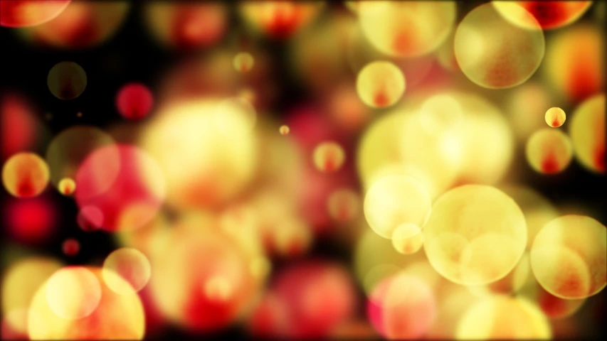 a blurry picture of a bunch of apples, inspired by Ross Bleckner, flickr, digital art, warm yellow lights, golden orbs, red black and gold color scheme, blurred and dreamy illustration