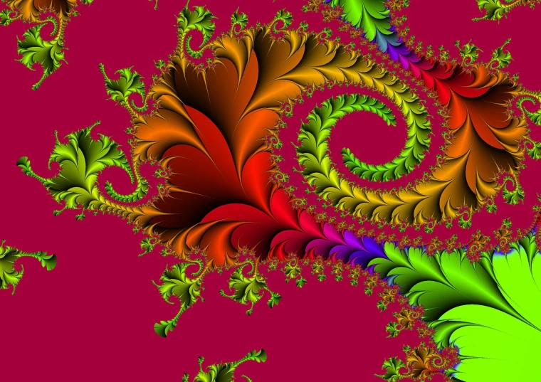 a computer generated image of a computer generated image of a computer generated image of a computer generated image of a computer generated image of a computer generated, a digital painting, inspired by Benoit B. Mandelbrot, colorful vines, very detailed leaves, wallpaper background, in rich color