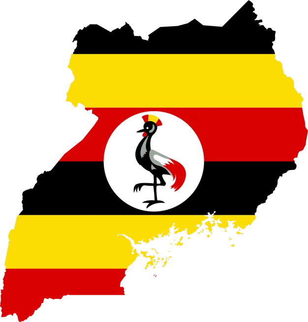 a map of the country of uganda with a bird on it, pixabay, mingei, rooster, merged, an art deco, mid shot photo