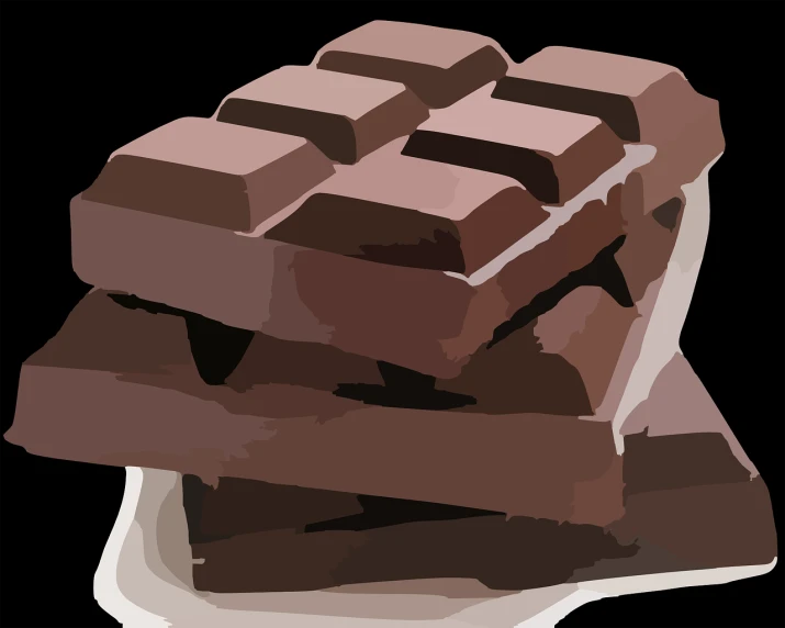a pile of chocolate bars sitting on top of each other, a digital painting, by Taiyō Matsumoto, pixabay, pop art, george ault painting style, !!! very coherent!!! vector art, coal, having a snack