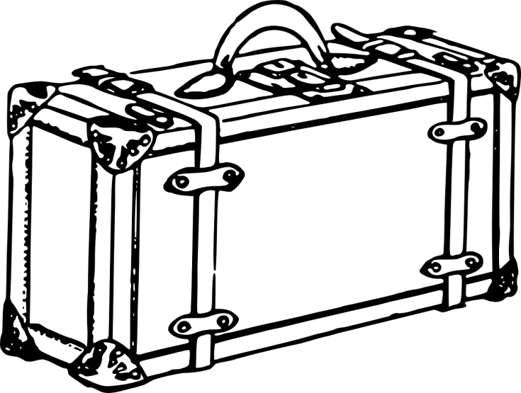 a black and white drawing of a suitcase, lineart, inspired by Masamitsu Ōta, pixabay, computer art, herge, color image, 4 k drawing, black and white”