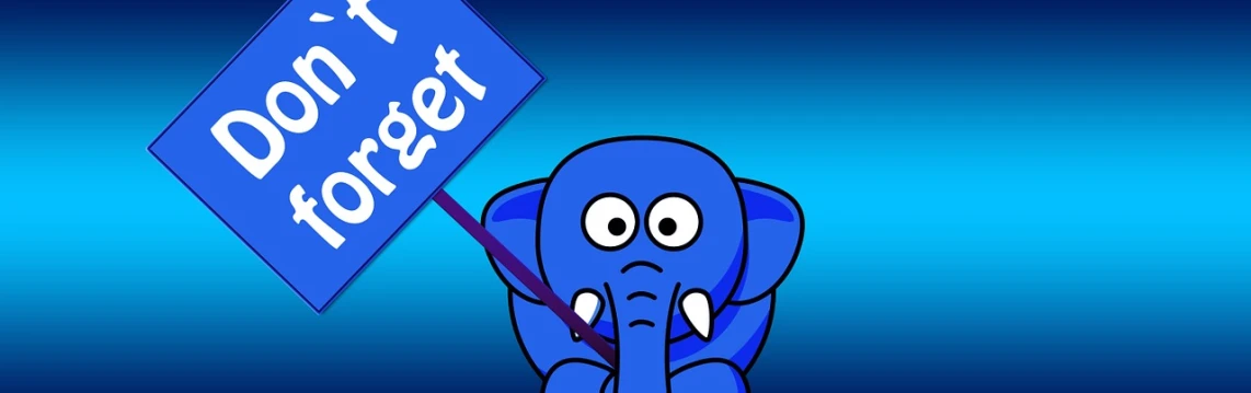 a cartoon elephant holding a don't forget sign, a screenshot, pixabay contest winner, net art, cobalt blue, with a large head and big eyes, election poster, medium close-up shot