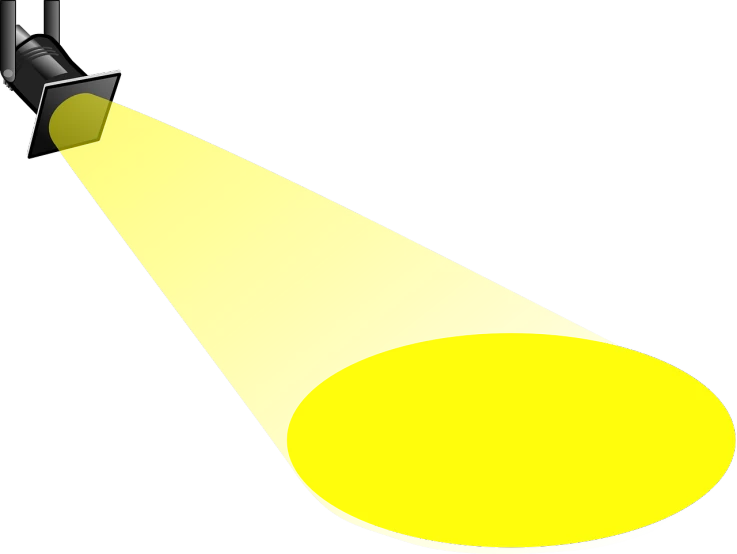 a yellow spotlight shines brightly on a white background, an illustration of, by Wayne England, pixabay, tail fin, very high angle view, with cape, sharp lighting. bright color