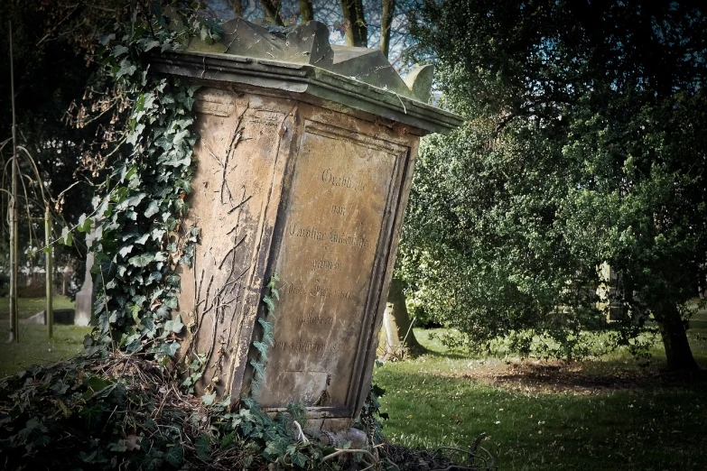 an old outhouse sitting in the middle of a park, by Richard Carline, flickr, renaissance, mystical kew gardens, random detail, ivy, shot from the side