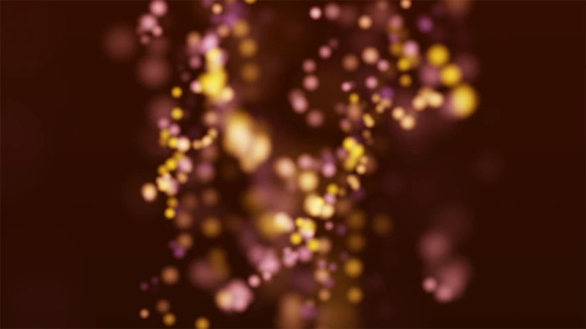 a vase filled with lots of purple and yellow flowers, a picture, by reyna rochin, pexels, conceptual art, background blur bokeh!!, brown and gold color palette, dots abstract, dark abstract background