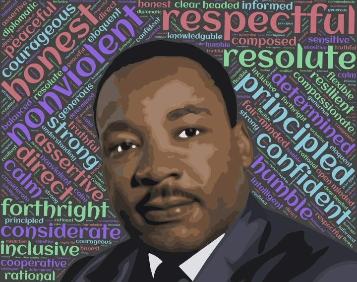 a portrait of martin martin martin martin martin martin martin martin martin martin martin martin martin martin martin, a digital rendering, inspired by Keith Mallett, pixabay, martin luther king, words, stock photo, on a gray background