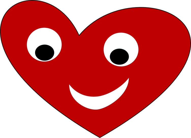 a red heart with eyes and a smile, a picture, pixabay, mingei, aorta, face photo, children's, :3