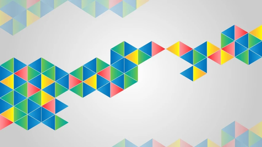 an arrow made out of colorful cubes on a gray background, vector art, by Juan O'Gorman, geometric abstract art, website banner, triangles in background, tessellating patterns, on a white background