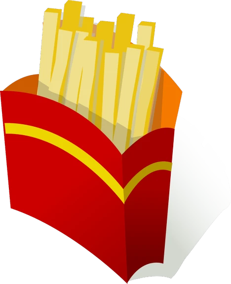 a box of french fries on a white background, inspired by Pia Fries, rasquache, free, mc donalds, clip-art, gold and red