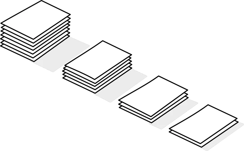 a stack of books sitting on top of each other, an illustration of, digital art, isometric views, lined up horizontally, photocopied, illustration black outlining