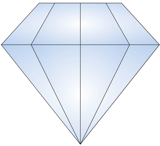 a close up of a diamond on a black background, a raytraced image, crystal cubism, flat shading, barometric projection, white background : 3, key is on the center of image