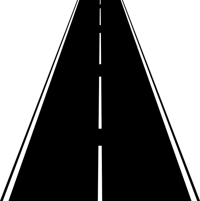 a black and white photo of a long road, vector art, by Andrei Kolkoutine, pixabay, minimalism, black background!!!!!, advanced highway, white space in middle, phone wallpaper