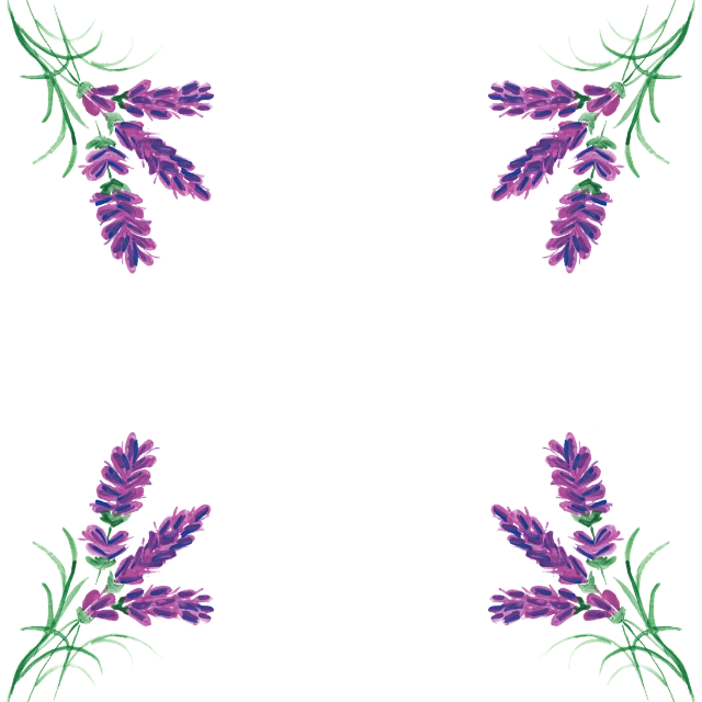 a picture of some purple flowers on a black background, a digital rendering, inspired by McKendree Long, inside stylized border, symmetry illustration, patch design, herb