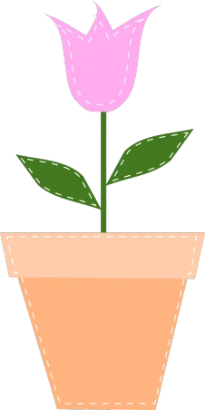 a flower pot with a pink flower in it, a screenshot, pixabay, naive art, patch design, tulip, [ organic, cad