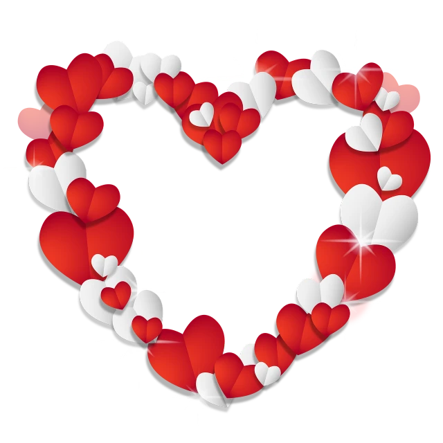 a heart made out of red and white balloons, a digital rendering, romanticism, black and white vector, sparkle, link, of a ramlethal valentine