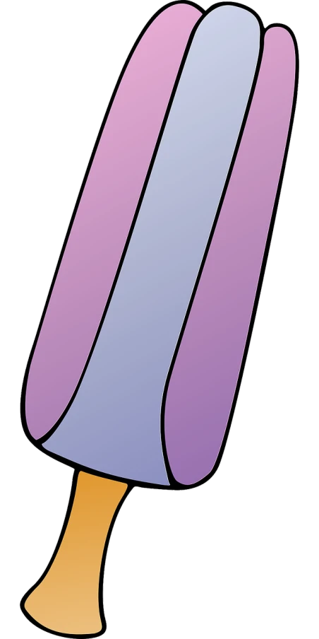 a purple and blue popsicle sitting on top of a table, concept art, pixabay, sōsaku hanga, android 18, with a black background, zoomed out full body, long pointy pink nose