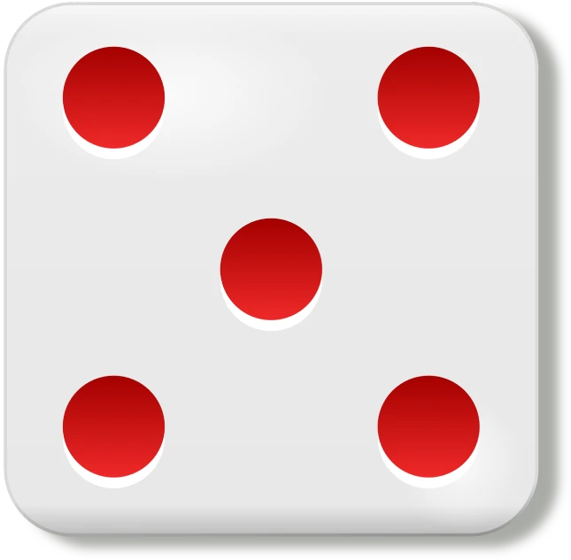 a white dice with red dots on it, by Josef Dande, no gradients, avatar image, watch photo, 5 fingers