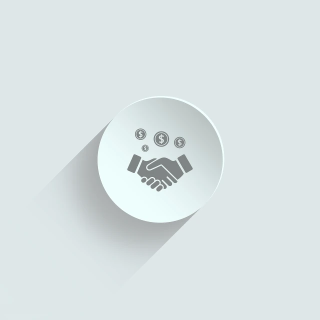 a white button with a pair of hands shaking, an illustration of, asset on grey background, business meeting, 3d shadowing, marketing photo