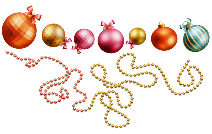 a group of christmas ornaments on a black background, a digital rendering, process art, pearls and gold chains, spritesheet, (pink colors), screencap