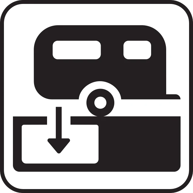 a black and white picture of a trailer, pixabay, computer art, vector icon, topdown, exchange logo, computer generated