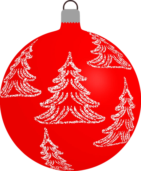 a red christmas ornament with trees on it, digital art, ms paint drawing, full-length view, keygen, excellent detail