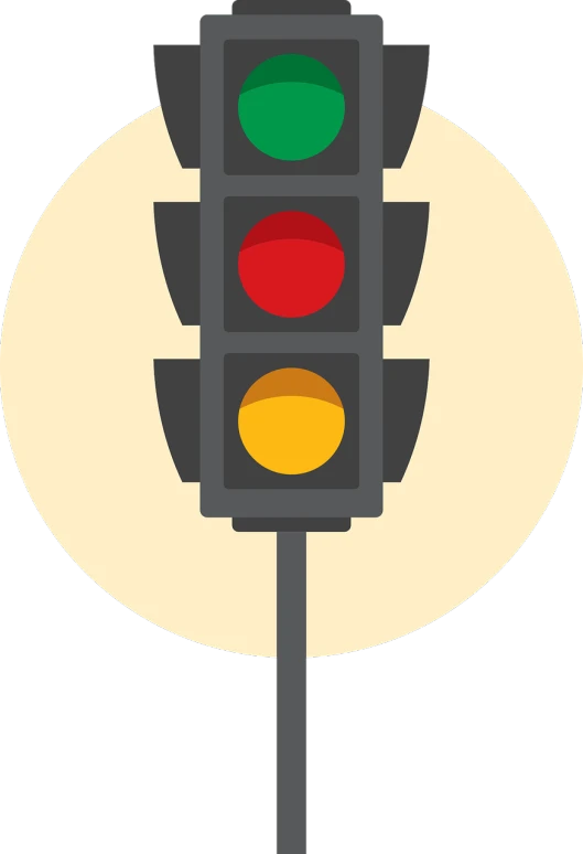 a traffic light with red, green and yellow lights, a screenshot, pixabay, bauhaus, gray, cartoonish and simplistic, very round headlights, cane