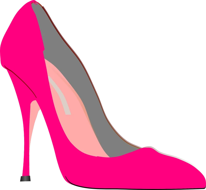 a pink high heeled shoe on a black background, pixabay, pop art, profile view, cartoonish and simplistic, elegant!!, pink background