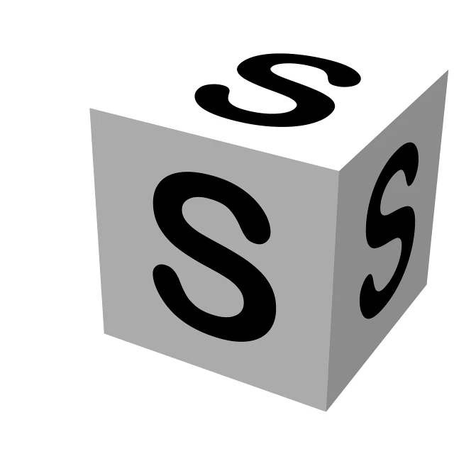a block with the letter s on it, trending on pixabay, surrealism, reference sheet white background, white steel, vectorised, success