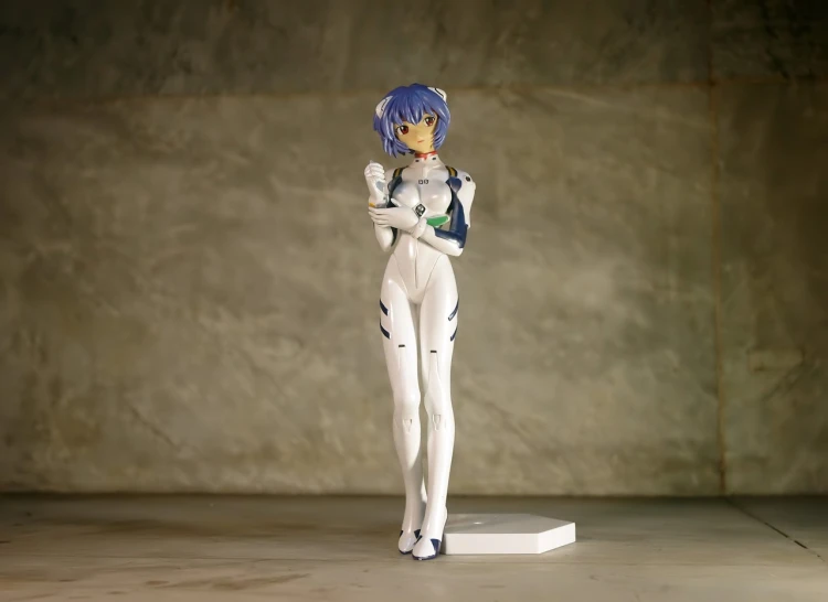 a close up of a figurine of a woman, a statue, inspired by Rei Kamoi, trending on cg society, rei ayanami, full body wide shot, “ full body, 1997