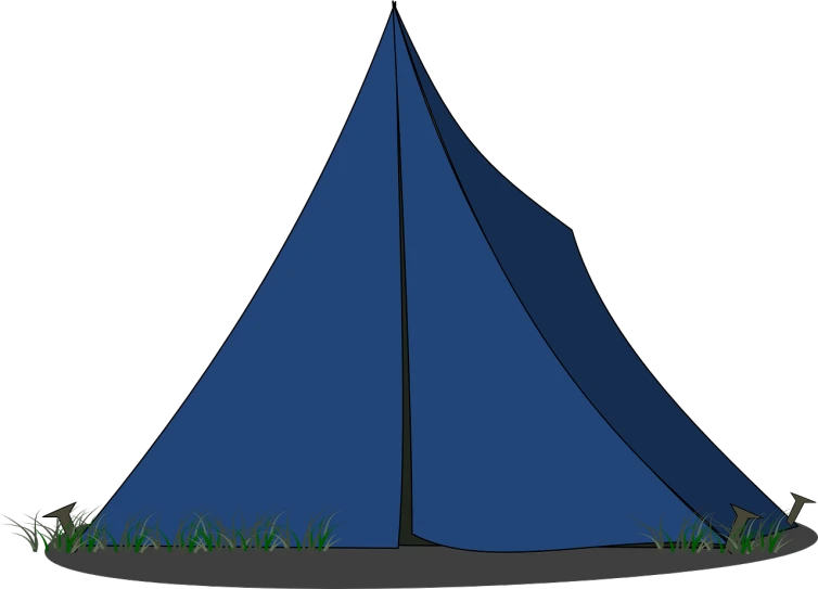 a blue tent with grass on the ground, an illustration of, pixabay, sōsaku hanga, centered full body rear-shot, pitch darkness around the post, summer camp, elevation view