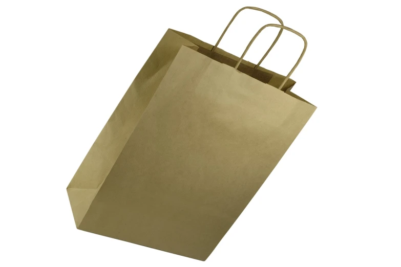 a brown paper bag on a white background, a picture, by John Wilson, brass plated, highly detailed product photo, very very realistic, product introduction photo