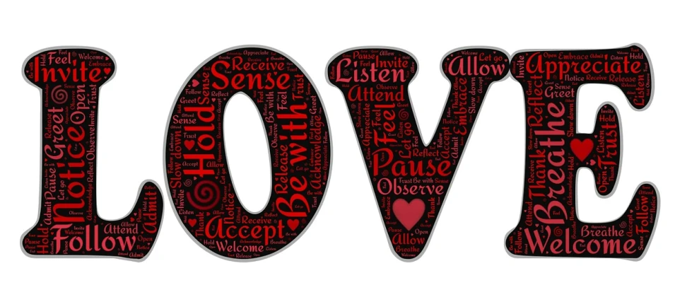 the word love is written in different languages, a picture, by Lynn Pauley, trending on pixabay, romanticism, red and black colour scheme, 4-dimensional, love of wisdom, operation