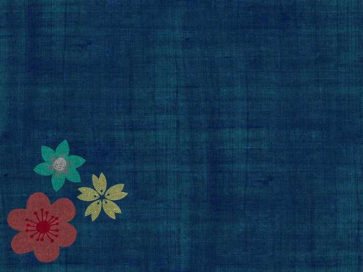 a close up of a piece of cloth with flowers on it, a picture, inspired by Saitō Kiyoshi, tumblr, sōsaku hanga, digital background, high resolution!!, deep blue background, paper texture 1 9 5 6