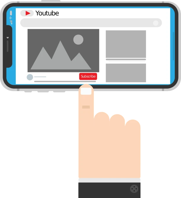 a hand holding a smart phone with a video on the screen, a digital rendering, youtube thumbnail, whole page illustration, middle finger, ad image